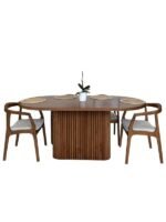 Terra Oval Ceviz Ahşap Bohem Masa 80x160 - Görsel 2