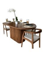 Terra Oval Ceviz Ahşap Bohem Masa 80x160 - Görsel 4