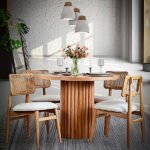 Tetra İskandinav Natural Ahşap Masa Sandalye Takımı 100x100