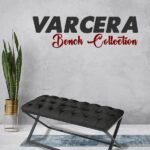 Varcera Siyah Çapraz Metal Ayaklı Bench Puf