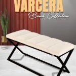 Varcera V2 Siyah Çapraz Metal Ayaklı Bench Puf