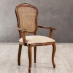 Victoria Kolçaklı Hazeranlı Ahşap Oymalı Country Sandalye