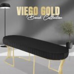 Viego Gold Striped Bench Puf