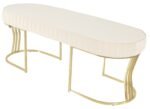 Viego Gold Striped Bench Puf - Görsel 8