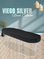 Viego Silver Striped Bench Puf